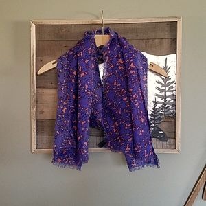 Purple/Blue and Red/Pink Floral Pattern Scarf